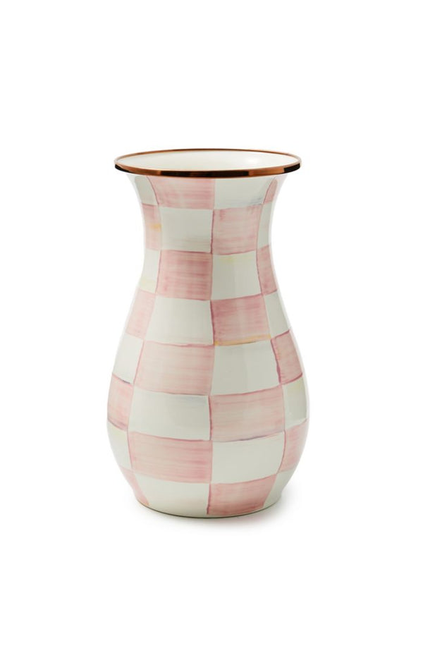 Mackenzie Childs Rosy Check Tall Vase