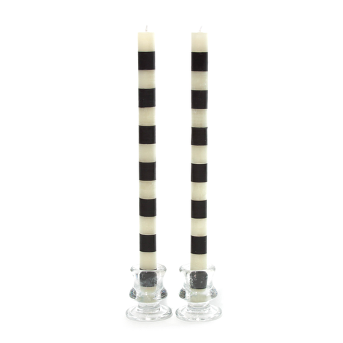 Mackenzie Childs Black Banded Dinner Candles - Set of 2
