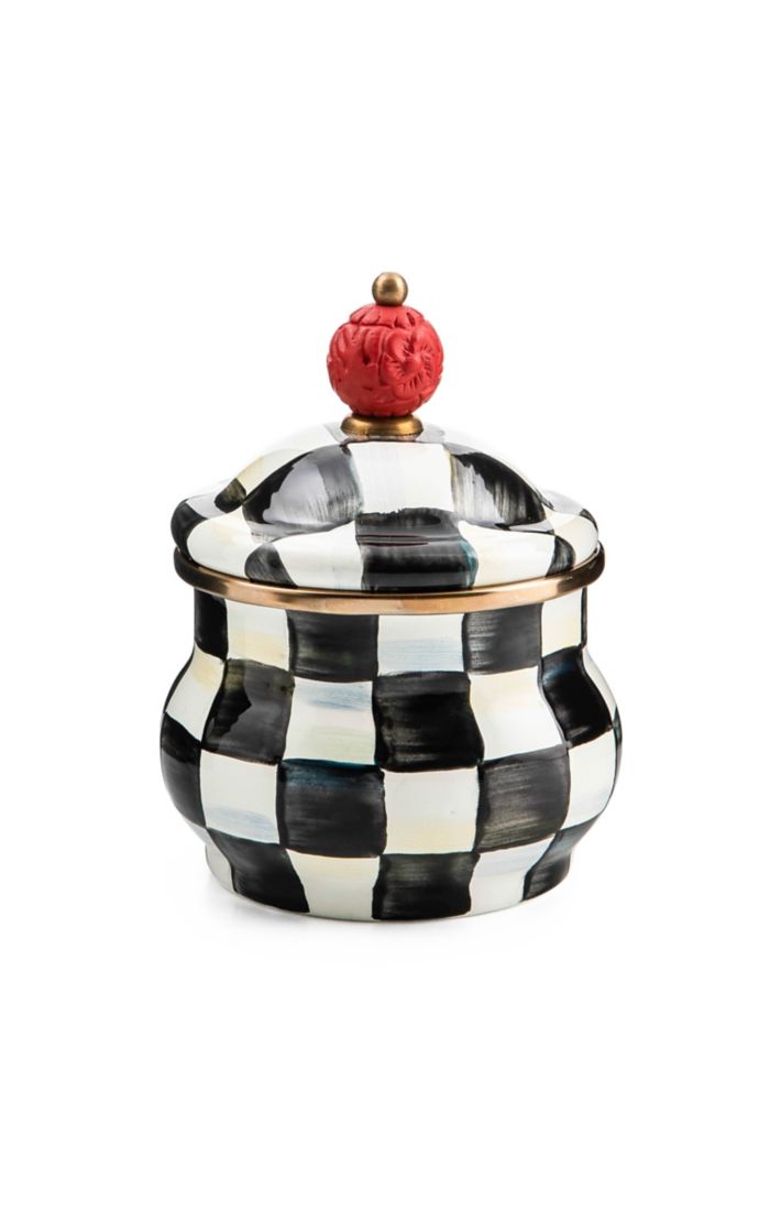 Mackenzie Childs Sweets Jar with Royal Check Enamel Lid