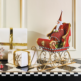 Mackenzie Childs Patience Brewster Dash Away Sitting Santa & Sleigh Figure Set