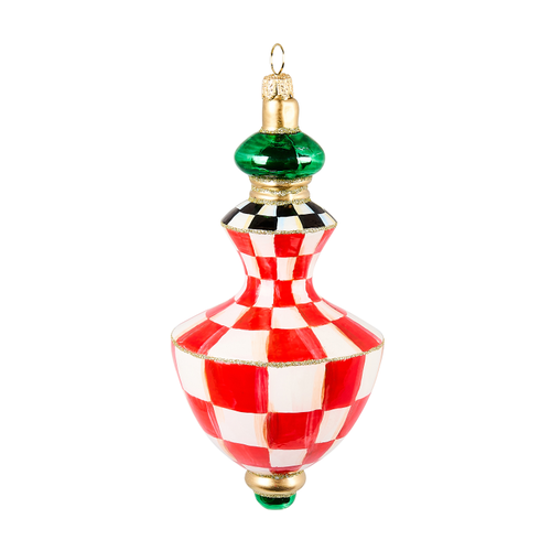Mackenzie Childs Check it Out Hourglass Drop Glass Ornament