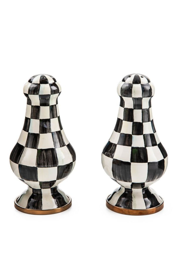 Mackenzie Childs Courtly Check Large Salt & Pepper Shakers
