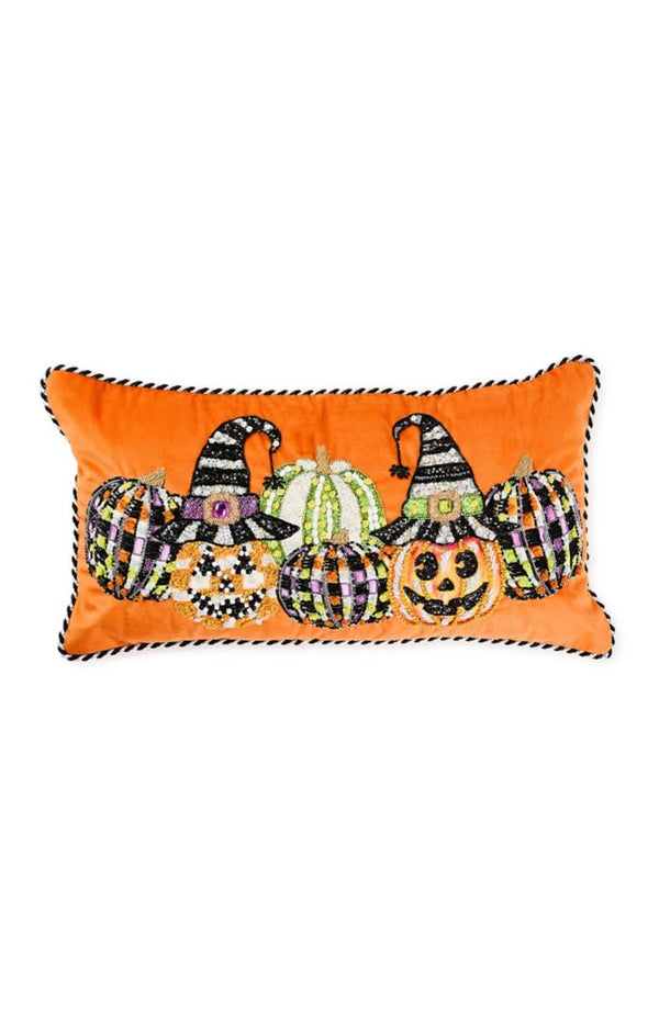 Mackenzie Childs Jack O' Lantern in Hat Lumbar Throw Pillow