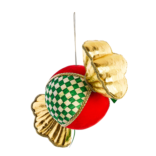 Mackenzie Childs Check It Out Green Check Candy Fabric Ornament