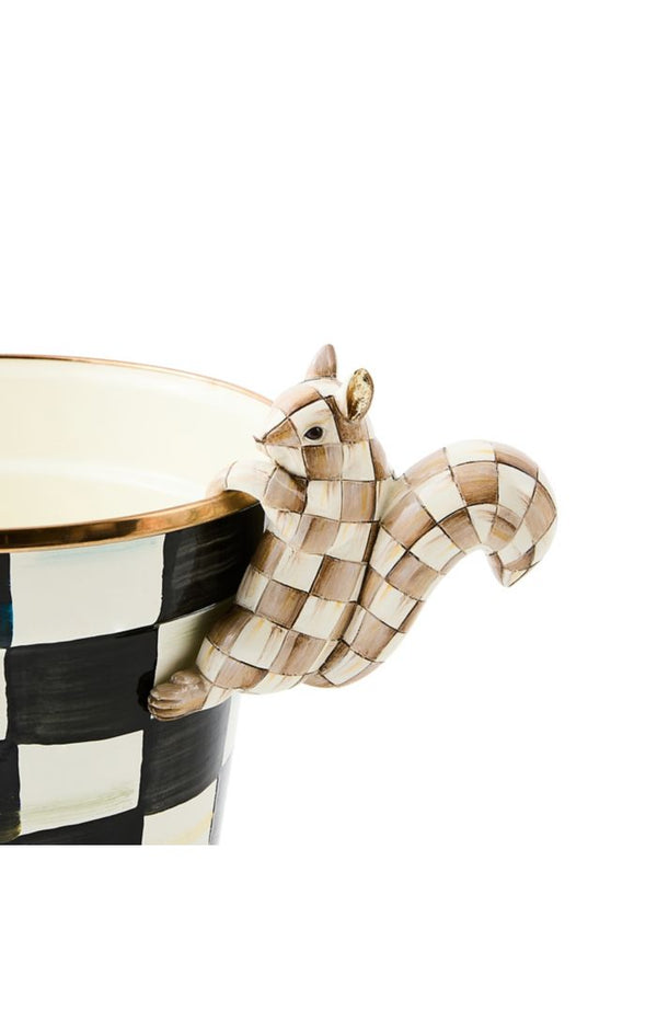 Mackenzie Childs Mocha Check Squirrel Pot Climber