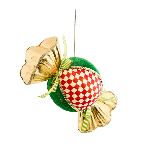 Mackenzie Childs Check It Out Red Check Candy Fabric Ornament