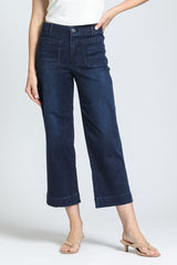 Cropped Wide Leg Pant in Dark Indigo