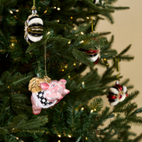 Mackenzie Childs Flying Pig Glass Ornament