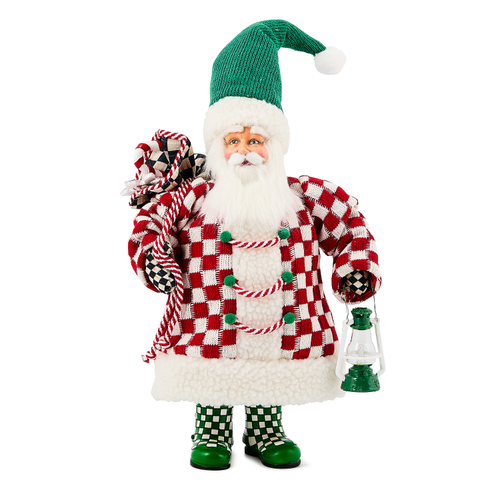 Mackenzie Childs Check It Out Small Fabric Santa
