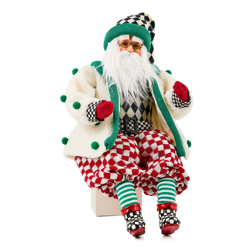 Mackenzie Childs Check It Out Jovial Fabric Santa