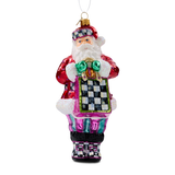 Mackenzie Childs Shopper Santa Glass Ornament