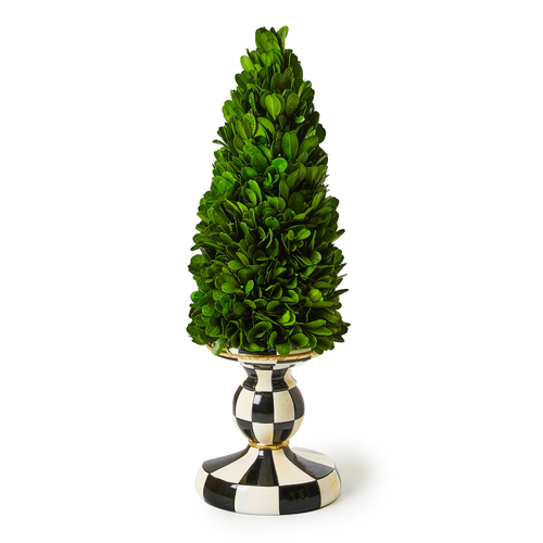Mackenzie Courtly Check Small Pedestal Boxwood Tree