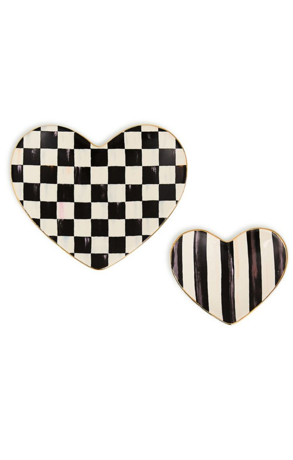 Mackenzie Childs Courtly Check Heart Trinket Dish (Not A Set)