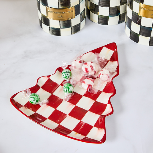 Mackenzie Childs Cherry Check Tree Dish