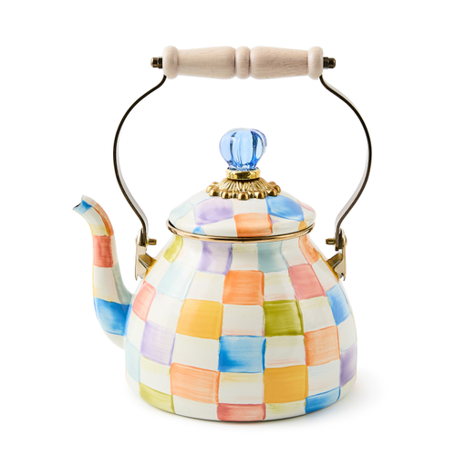 Mackenzie Childs Confetti Check 2 Quart Tea Kettle