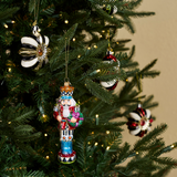 Mackenzie Childs Confetti Christmas Nutcracker Glass Ornament