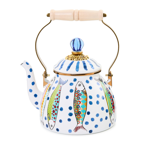 Mackenzie Childs Go Fish 2 Quart Tea Kettle