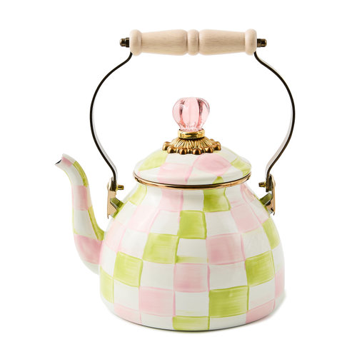 Mackenzie Childs Palm Beach Check 2 Quart Tea Kettle