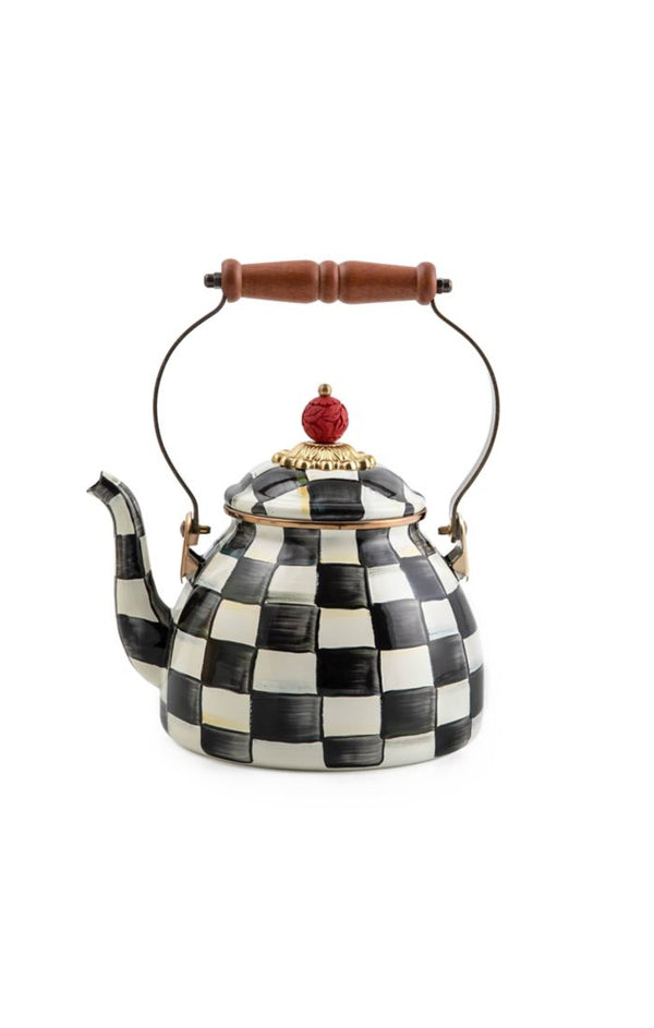 Mackenzie Childs Courtly Check 2 Quart Tea Kettle