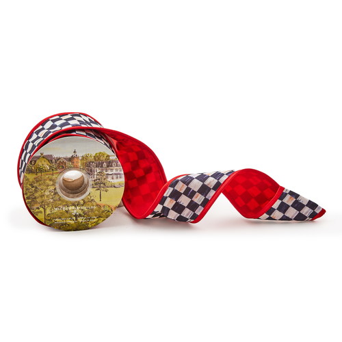 Mackenzie Childs Courtly Check Red Back 2.5" Ribbon