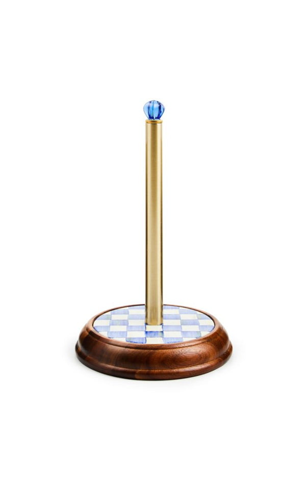 Mackenzie Childs Royal Check Wood Paper Towel Holder