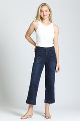 Cropped Wide Leg Pant in Dark Indigo