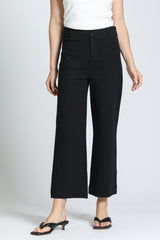 Black Ponte Cropped Wide Leg Pant