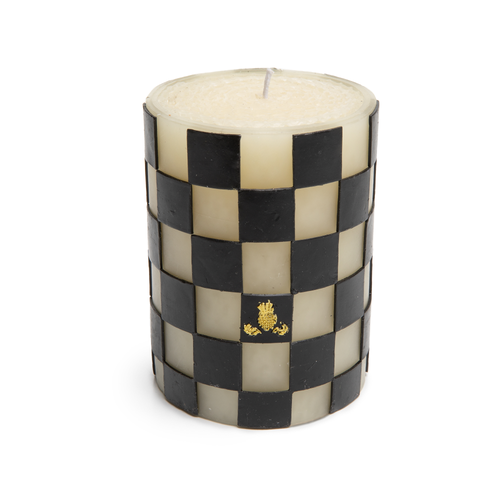 Mackenzie Childs Check 4" Black Pillar Candle