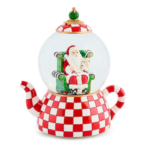Mackenzie Childs Check It Out Teapot Snow Globe