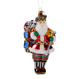 Mackenzie Childs Golfing Santa Glass Ornament