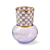 Mackenzie Childs Violet Check Glass Vase