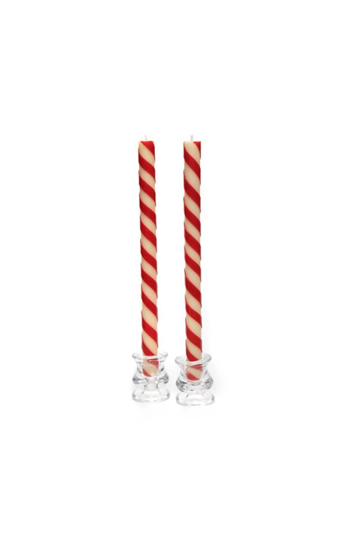 Mackenzie Childs Candy Cane Dinner Candles - Set of 2