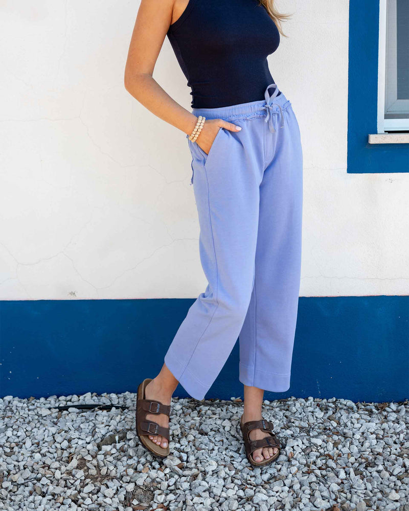 Frenchie Wide Leg Pant in Periwinkle Blue