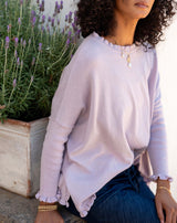 Catalina Cotton Ruffle Sweater in Lavender Haze (Two Size Options)