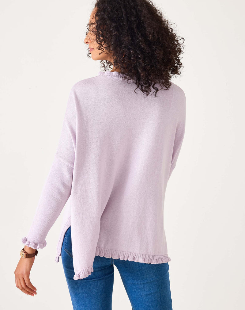 Catalina Cotton Ruffle Sweater in Lavender Haze (Two Size Options)