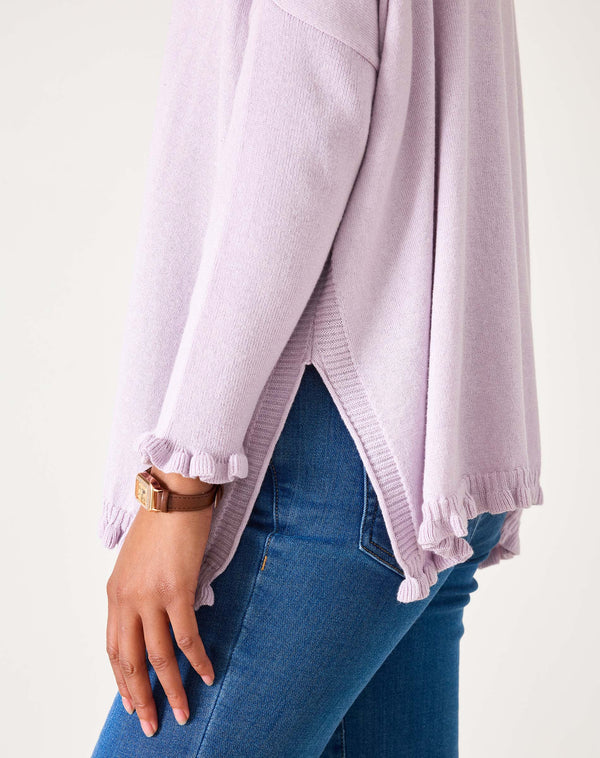 Catalina Cotton Ruffle Sweater in Lavender Haze (Two Size Options)