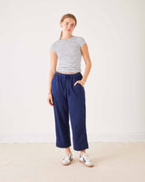 Frenchie Wide Leg Pant in Navy