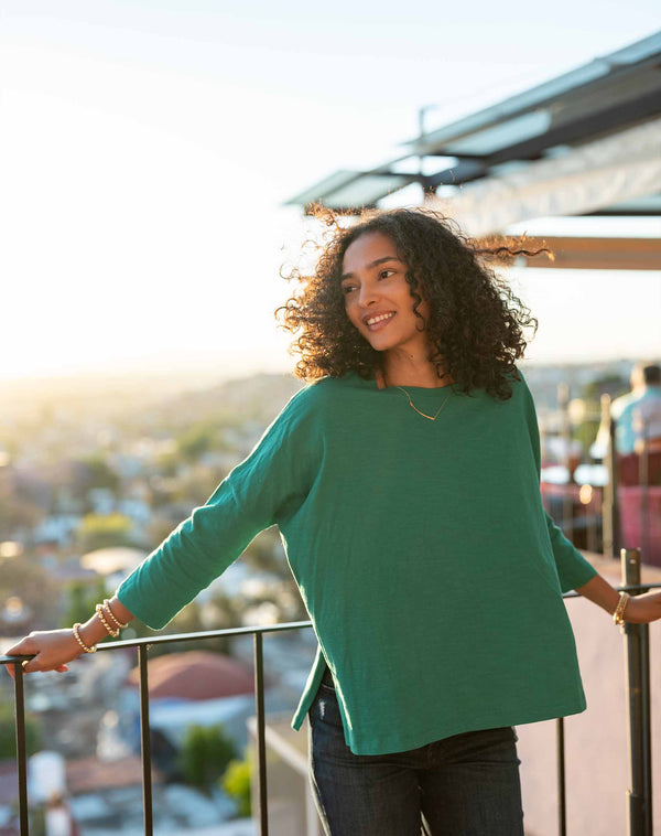 Catalina Slub Tee in Grove Green (Two Size Options)