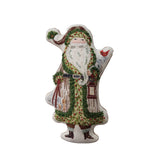 Cotton Printed Santa Shaped Pillow with Embroidery & Velvet Back