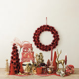 Cotton Bow Shaped Table Runner with Metallic Thread Embroidery & Beads