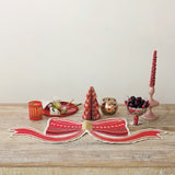 Cotton Bow Shaped Table Runner with Metallic Thread Embroidery & Beads
