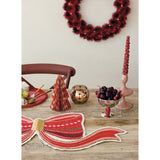 Cotton Bow Shaped Table Runner with Metallic Thread Embroidery & Beads
