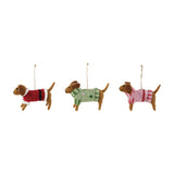 Wool Felt Dachshund in sweater ornament (Three Style Options)