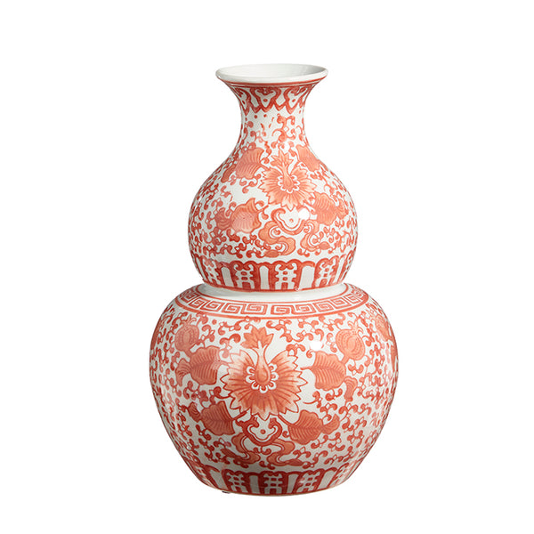 11.25" Orange Chinoiserie Vase