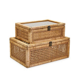 Two's Company Rattan Decorative Strorage Box (Two Sizes) (Not a Set)