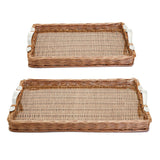 Two's Company Wicker Tray with White Handles (NOT A SET!)