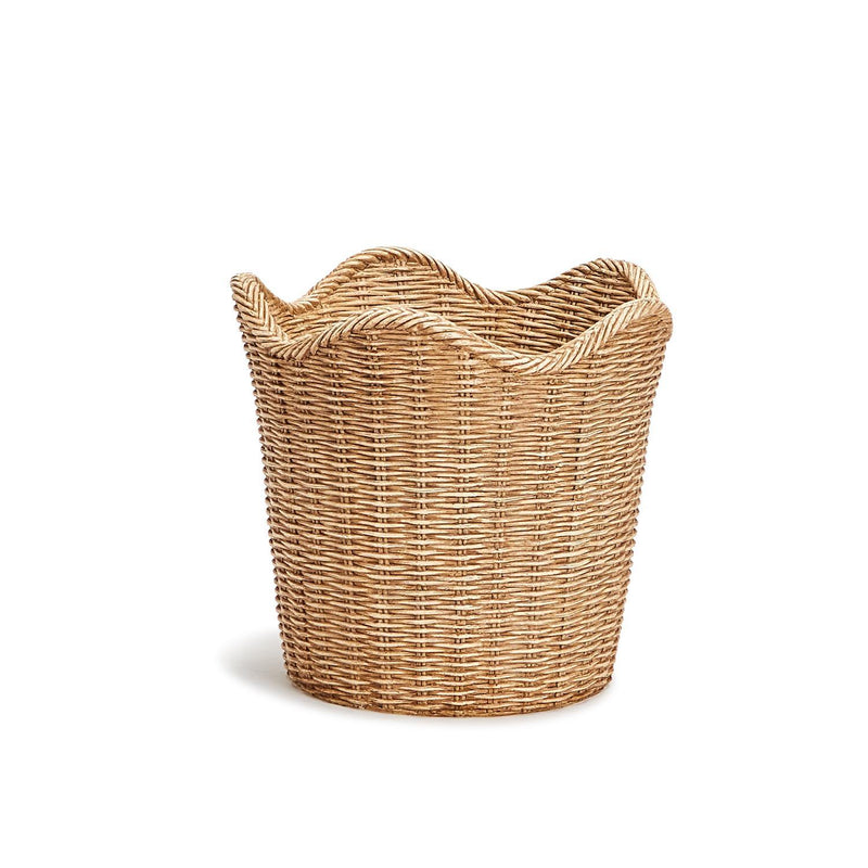 Two's Company Scalloped Edge Basket Weave Pattern Cachepot