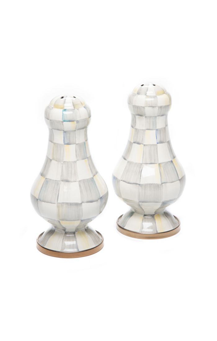 Mackenzie Childs Sterling Check Large Salt and Pepper Shakers