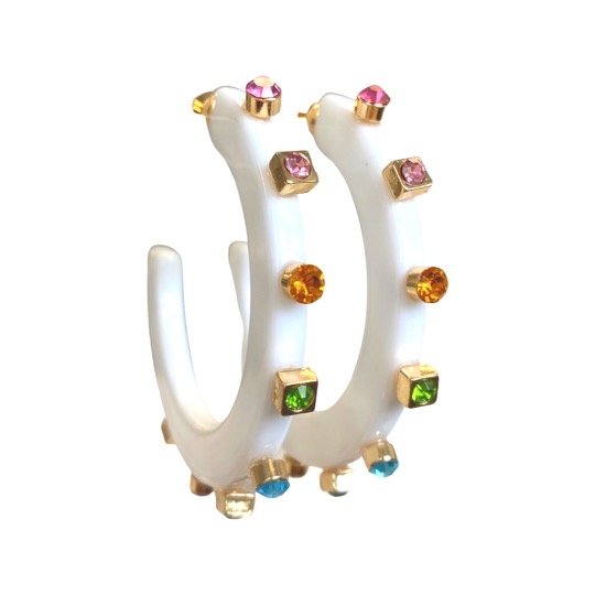 Smith & Co. City Girl Jewel Hoop in White Multicolor
