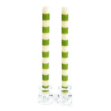 Mackenzie-Childs Green Banded Dinner Candles (Set of 2)